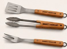 BBQ tools set met houten handvatten