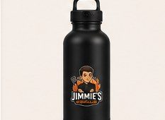 Zwarte drinkfles met logo